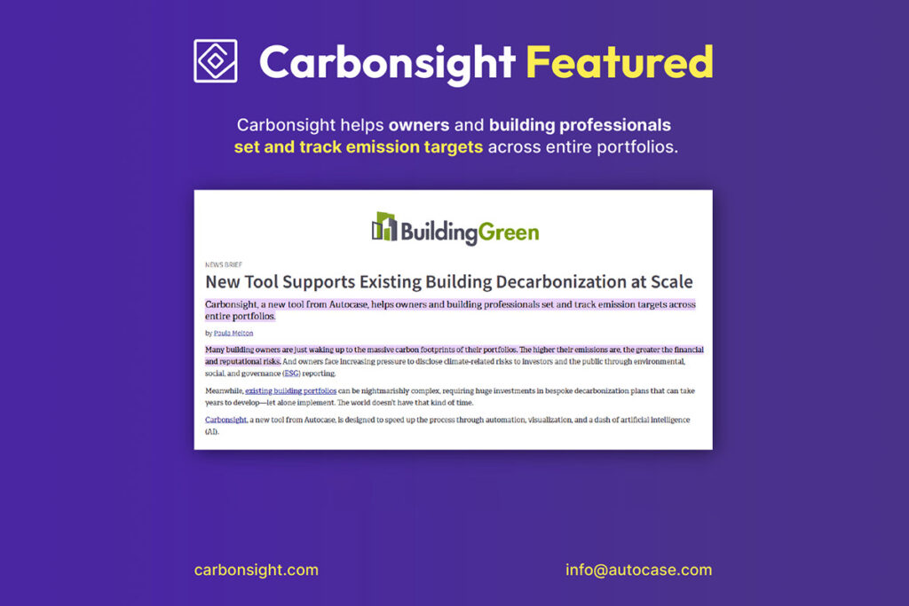Carbonsight featured on BuildingGreen newsbrief - decarbonization software for real estate